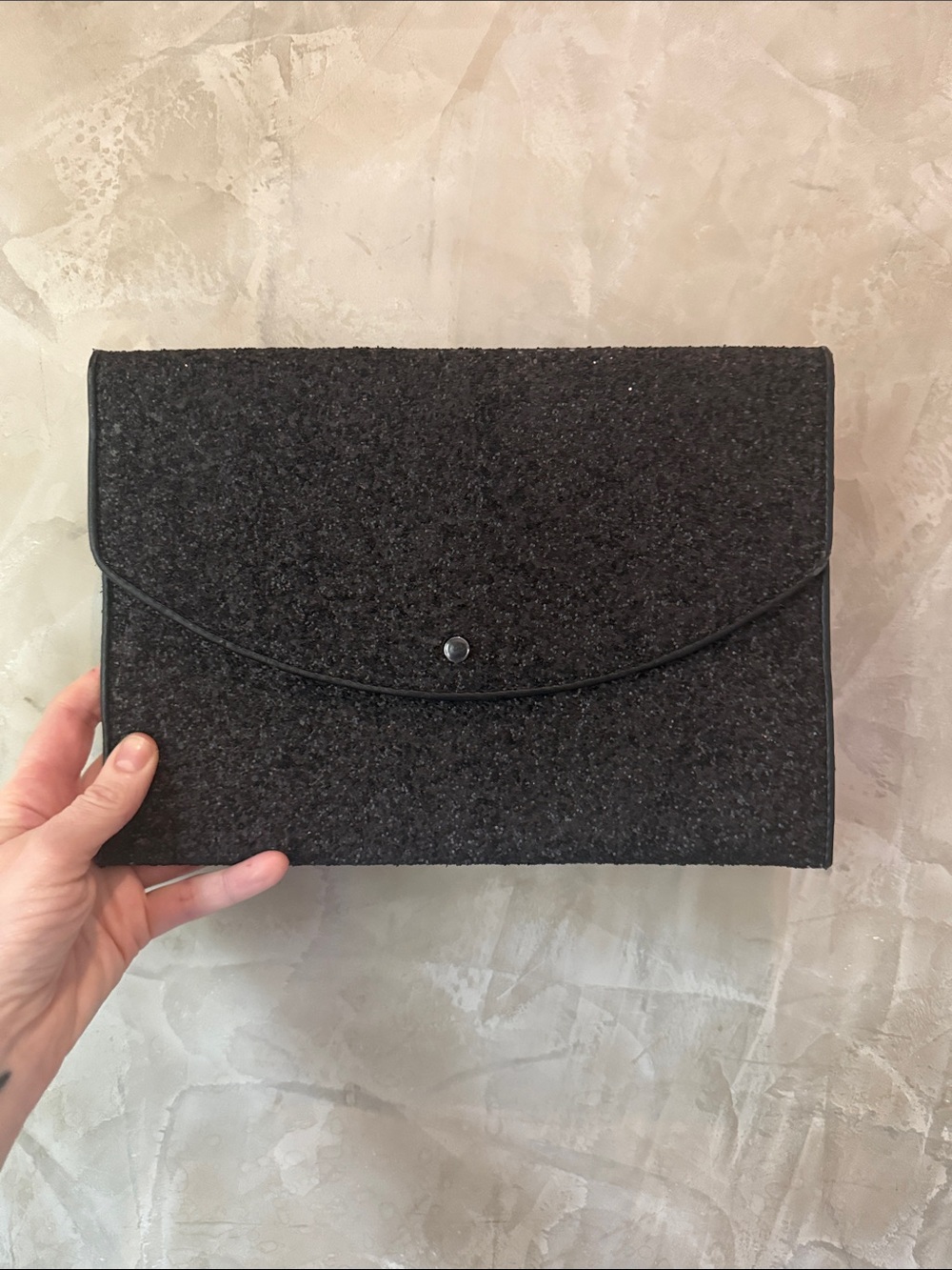 A new day black sparkly clutch bag